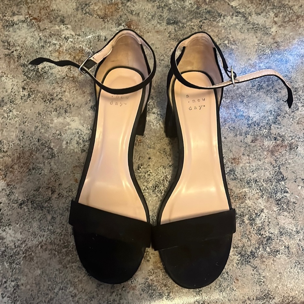 a new day Black Block Heel Sandals with Ankle Strap